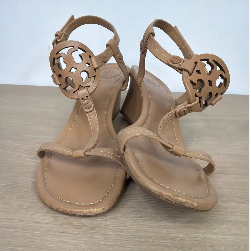 Tory Burch Miller Wedge Sandal Tan/Beige 7.5